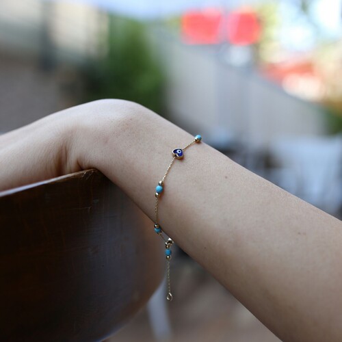 By Golden House - Firuze Taşlı Mineli Kalp Bileklik By Golden House - Firuze Taşlı Mineli Kalp Bileklik