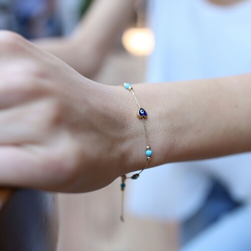 By Golden House - Firuze Taşlı Mineli Kalp Bileklik (1) By Golden House - Firuze Taşlı Mineli Kalp Bileklik (1)