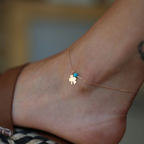 By Golden House - Firuze Taşlı Yonca Halhal (1) By Golden House - Firuze Taşlı Yonca Halhal (1)