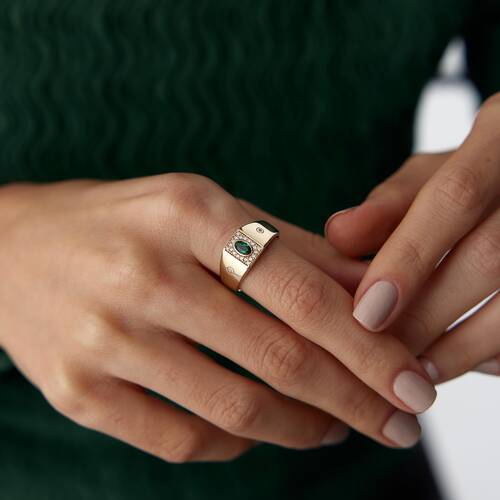 By Golden House - Frame Green Yüzük By Golden House - Frame Green Yüzük