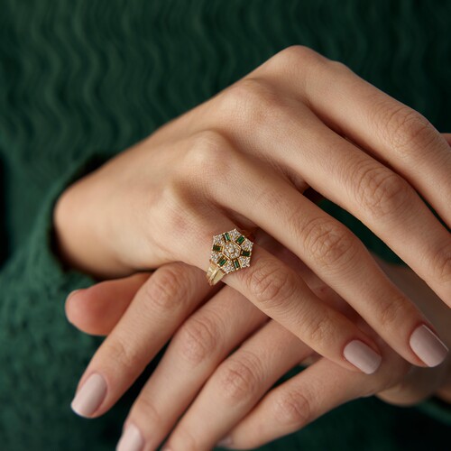 By Golden House - Green Carla Yüzük By Golden House - Green Carla Yüzük