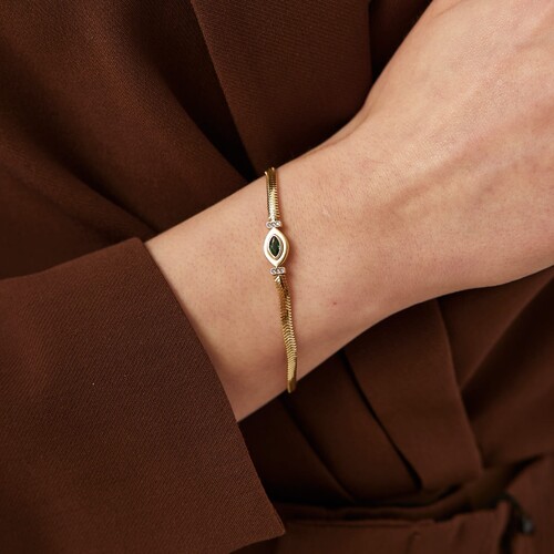 By Golden House - Green Markiz Omega Balık Sırtı Bileklik By Golden House - Green Markiz Omega Balık Sırtı Bileklik