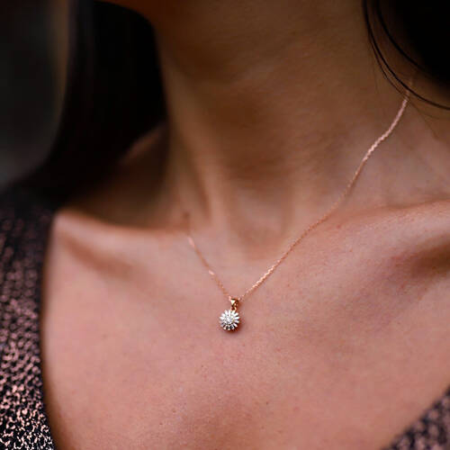 By Golden House - Güneş Baget Pırlanta Kolye