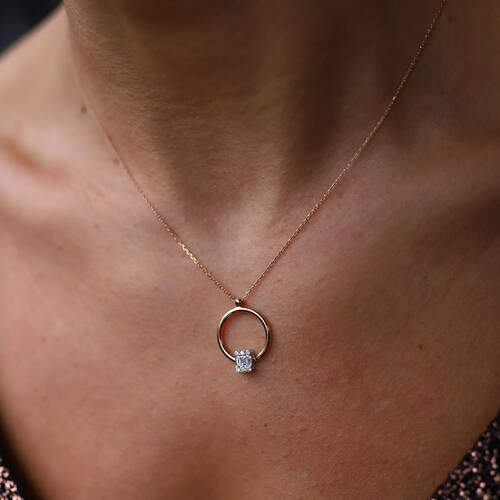 By Golden House - Halka Baget Pırlanta Kolye