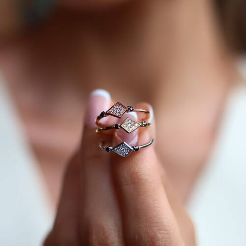 By Golden House - Harem Geometrik Pırlanta Yüzük (1)