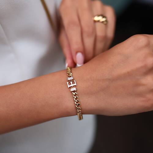 By Golden House - Harf Künye Bileklik