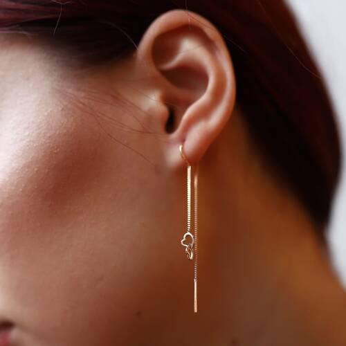 By Golden House - İç İçe Kalp Sallantılı Küpe