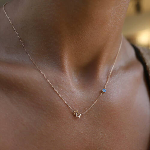 By Golden House - İç İçe Yıldız Mine Göz Kolye