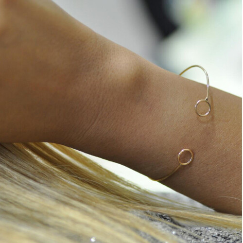 By Golden House - İki Başı Yuvarlak Tel Bilezik