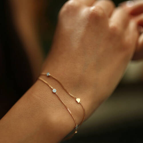 By Golden House - İki Sıra Kalpli Bileklik