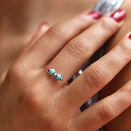 By Golden House - iki Toplu Firuze Yüzük