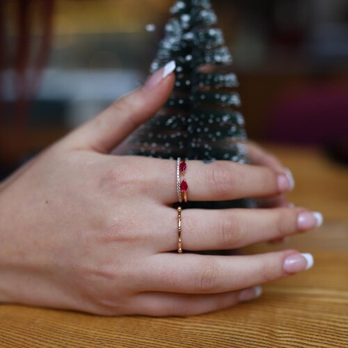 By Golden House - İkili Damla Yüzük Kombin (1)