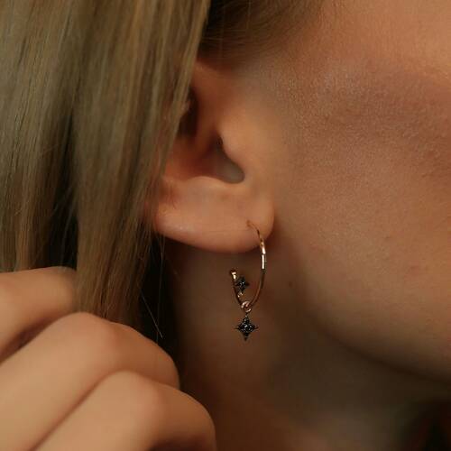 By Golden House - İkili Karo Küpe