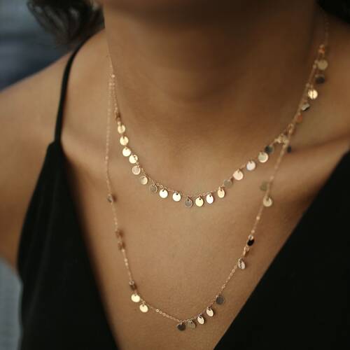 By Golden House - İkili Pul Kolye