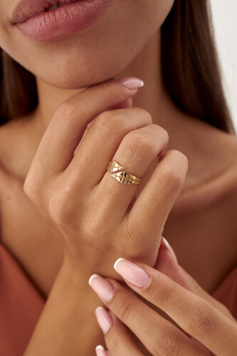 By Golden House - İkili Yaprak Yüzük (1) By Golden House - İkili Yaprak Yüzük (1)