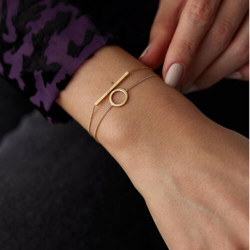 By Golden House - İkili Yuvarlak Bar Bileklik