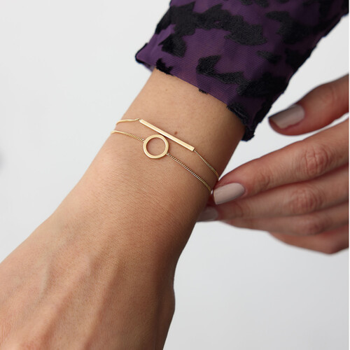 By Golden House - İkili Yuvarlak Bar Bileklik (1) By Golden House - İkili Yuvarlak Bar Bileklik (1)