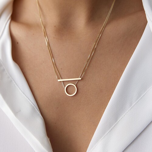 By Golden House - İkili Yuvarlak Bar Kolye By Golden House - İkili Yuvarlak Bar Kolye