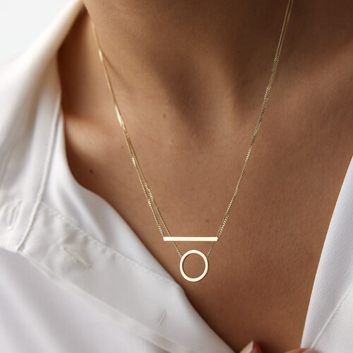 By Golden House - İkili Yuvarlak Bar Kolye (1) By Golden House - İkili Yuvarlak Bar Kolye (1)