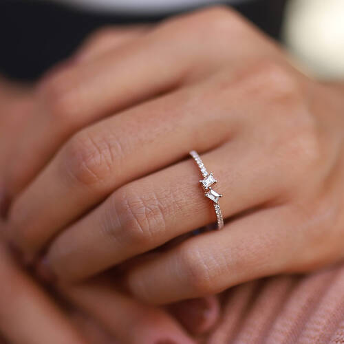 By Golden House - İkiz Baget Pırlanta Yüzük