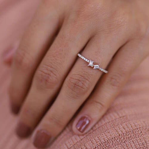 By Golden House - İkiz Baget Pırlanta Yüzük (1)