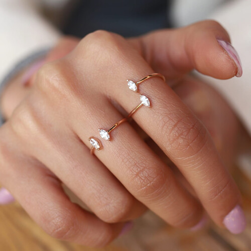 By Golden House - İkiz Markiz Yüzük