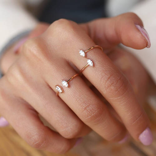 By Golden House - İkiz Markiz Yüzük