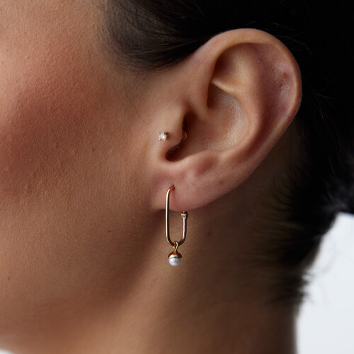 By Golden House - İnci Çengel Küpe