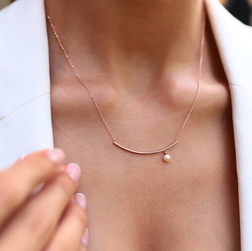 By Golden House - İnci Tel Kolye (1)