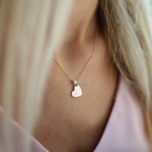 By Golden House - İncili Kalp Kolye