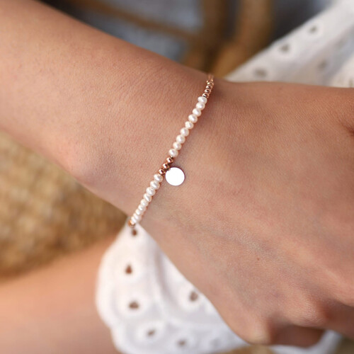 By Golden House - İncili Tek Pul Bileklik