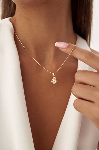 By Golden House - İstiridye İnci ve Tondo Zincir Kolye