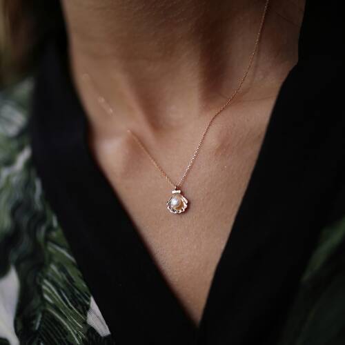 By Golden House - İstiridye ve İnci Kolye (1)