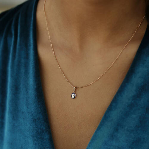 By Golden House - İtalyan Zincir Oval Mine Göz Kolye