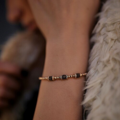 By Golden House - Kahve Taşlı Top Bilezik