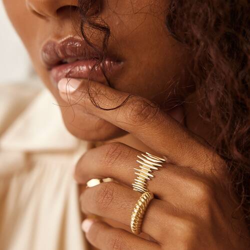 By Golden House - Kaira Zikzak ve Dome Yüzük Kombin By Golden House - Kaira Zikzak ve Dome Yüzük Kombin