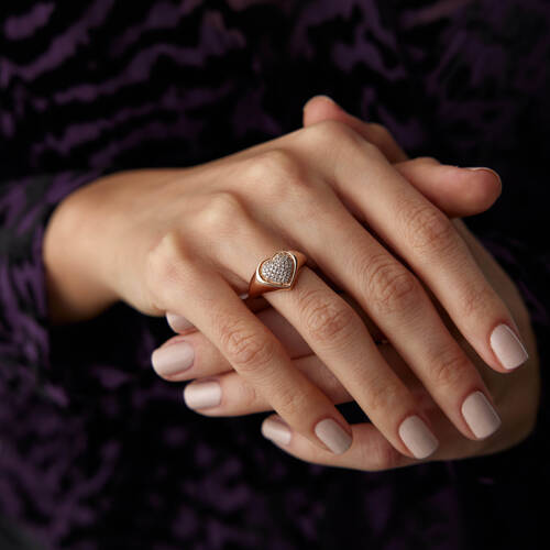 By Golden House - Kalp Mühür Pırlanta Yüzük (1)