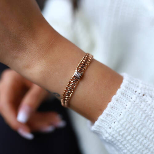 By Golden House - Kare Taşlı Viyana Bileklik