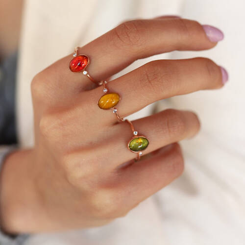 By Golden House - Kehribar Yüzük