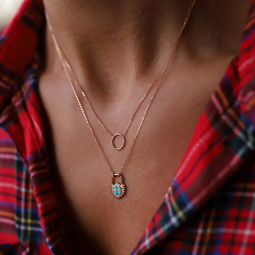 By Golden House - Kilit Yonca İkili Kolye By Golden House - Kilit Yonca İkili Kolye