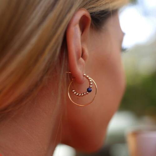 By Golden House - Klasik Halka ve Toptop Lapis Küpe