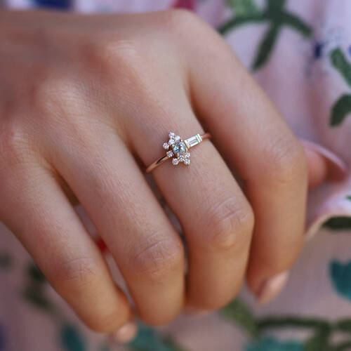 By Golden House - Linda Aquamarin Pırlanta Yüzük