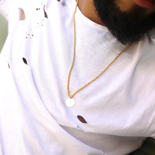 By Golden House - Madalyon Plaka ve Halat Zincir Kolye By Golden House - Madalyon Plaka ve Halat Zincir Kolye