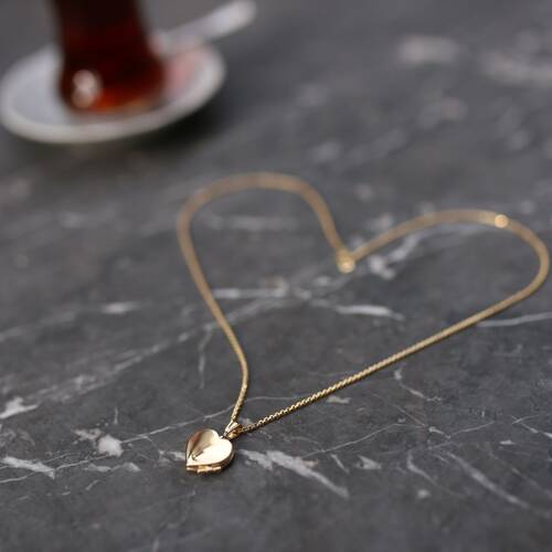 By Golden House - Madalyon Resimlik Kalp Kolye (1)