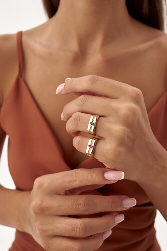 By Golden House - Markem Renkli Yüzük