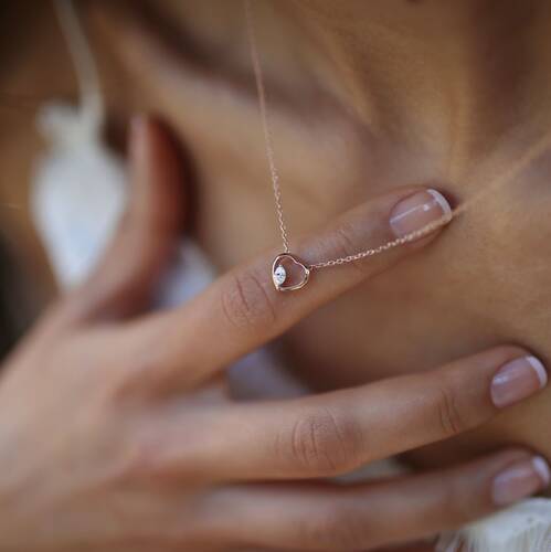 By Golden House - Markiz Pırlanta Kalp Kolye (1)