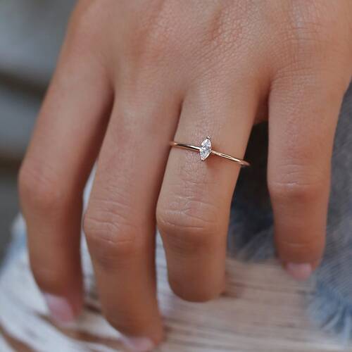 By Golden House - Markiz Tek Taş Yüzük