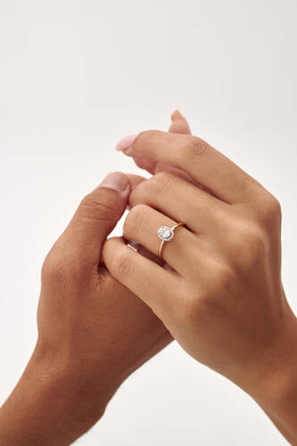 By Golden House - Marry Oval Pırlanta Tektaş Yüzük