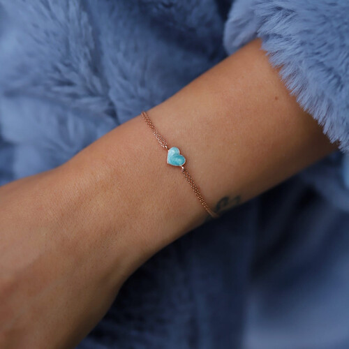 By Golden House - Mavi Mineli Kalp Bileklik By Golden House - Mavi Mineli Kalp Bileklik