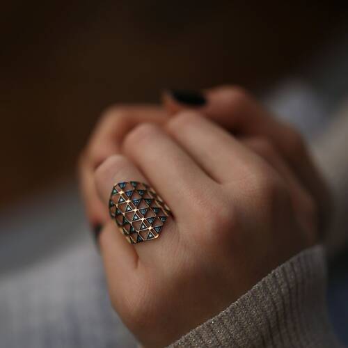 By Golden House - Mavi Pırlanta Yüzük (1)